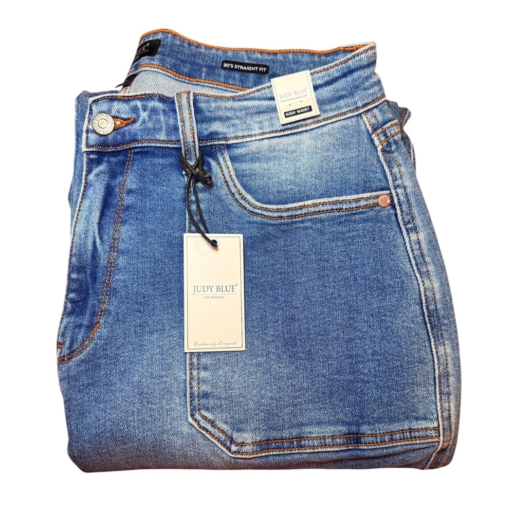 Judy Blue 90s Straight Fit High Waist Cargo Jeans Medium Wash 16W JB82659MD-PL